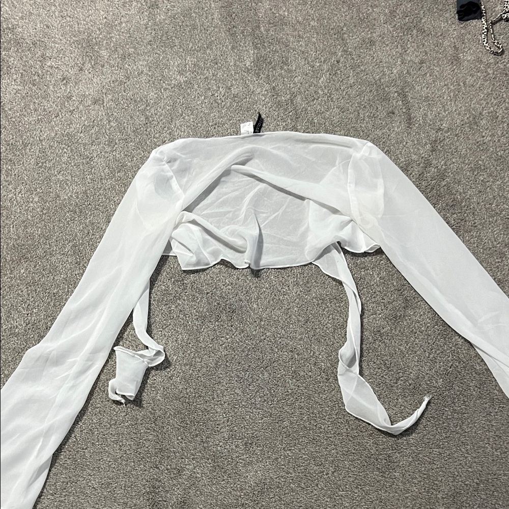Divided Sheer White Crop Top